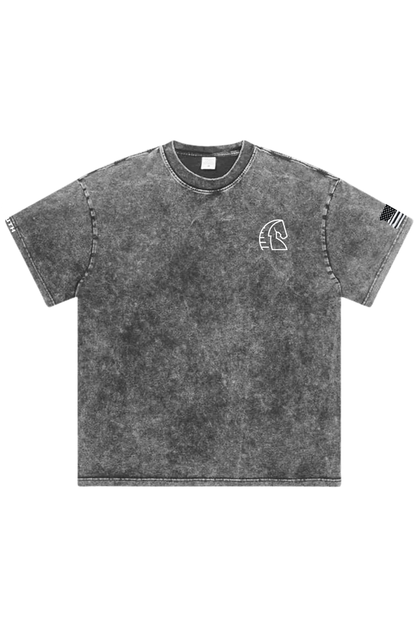 "PURSUE" OVERSIZED TEE LIGHT GREY ACID WASHED