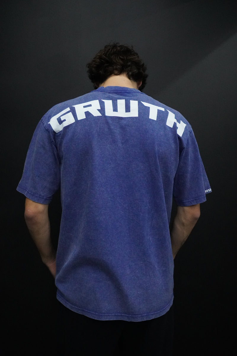 "PURSUE" OVERSIZED TEE BLUE ACID WASHED